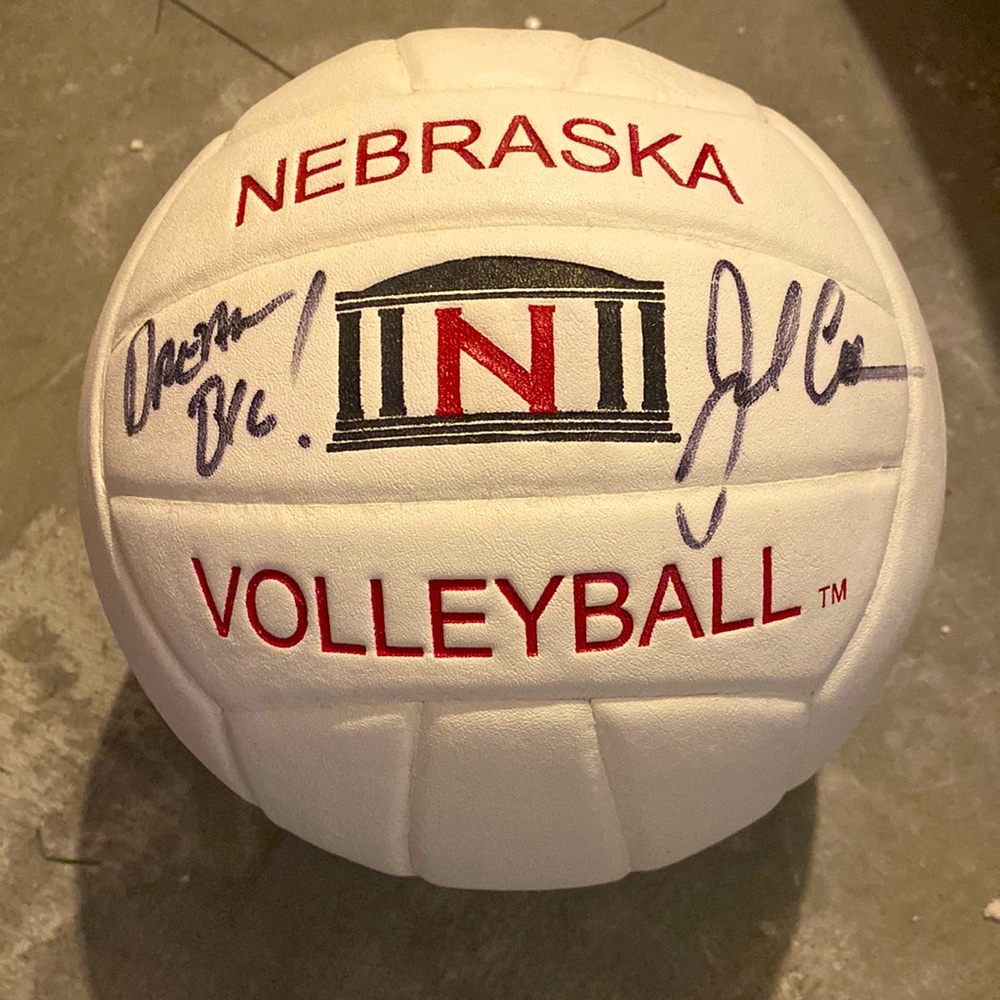 This is a John cook signed Husker volleyball in great shape!
